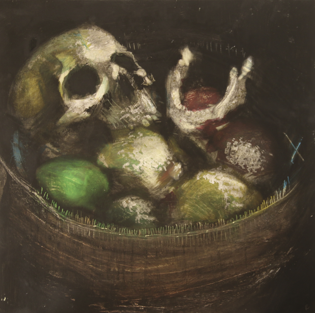 16.- bodegón – técnica mixta- 50×50