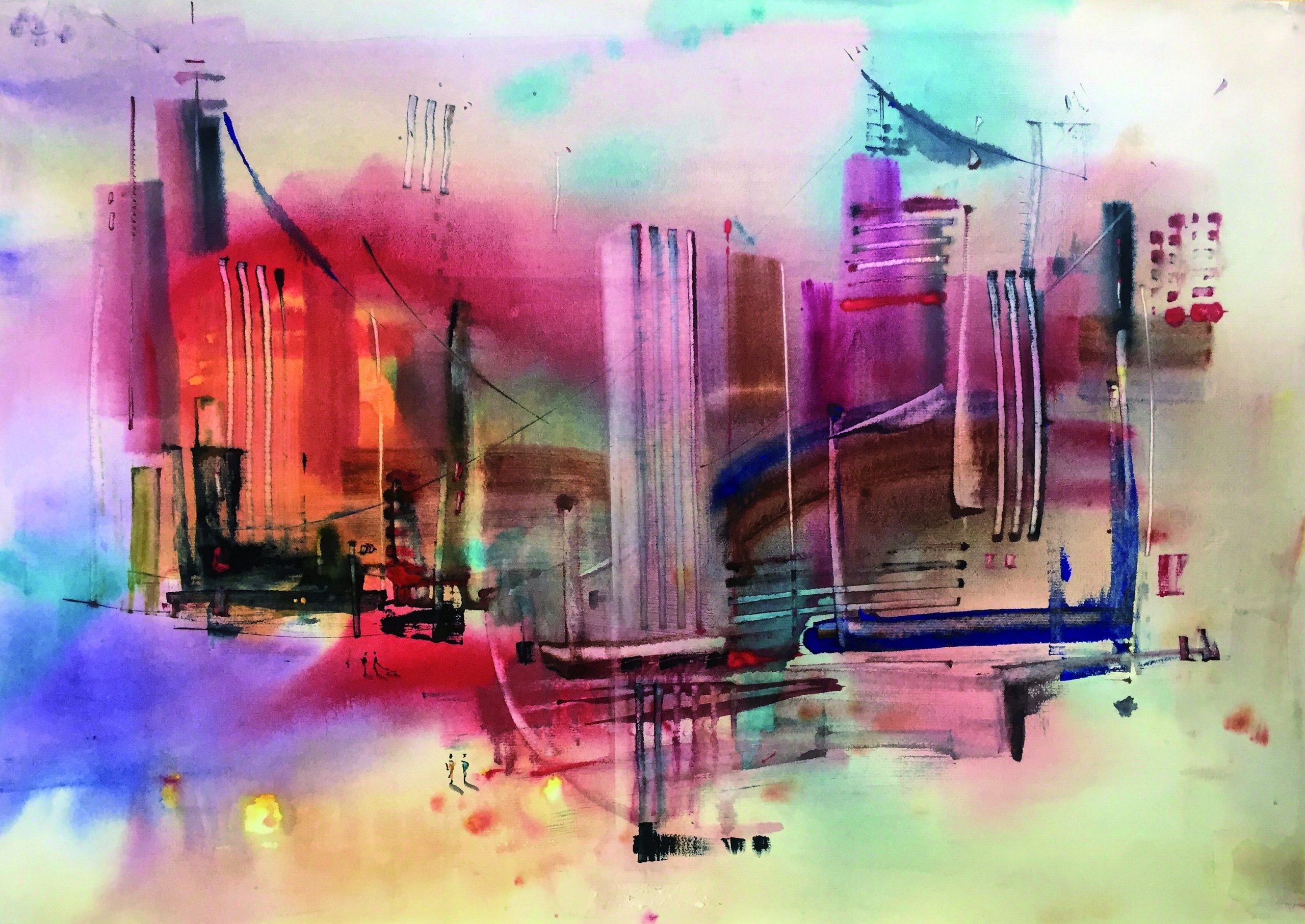 1 Tiempos extraños Acuarela 50 X 70 cm.