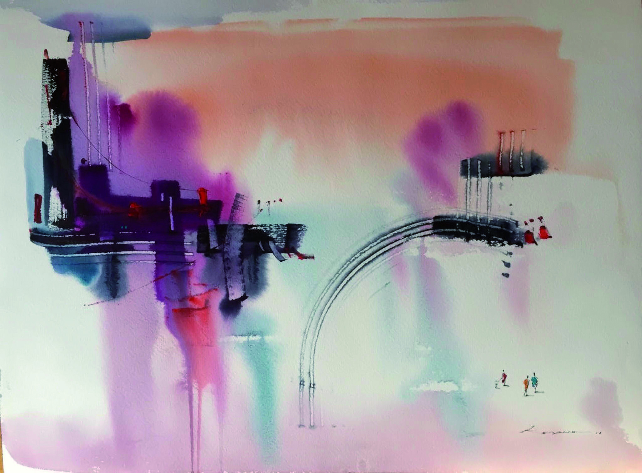 10 Observando la irrealidad I acuarela sobre arches 46 X 65 cm.