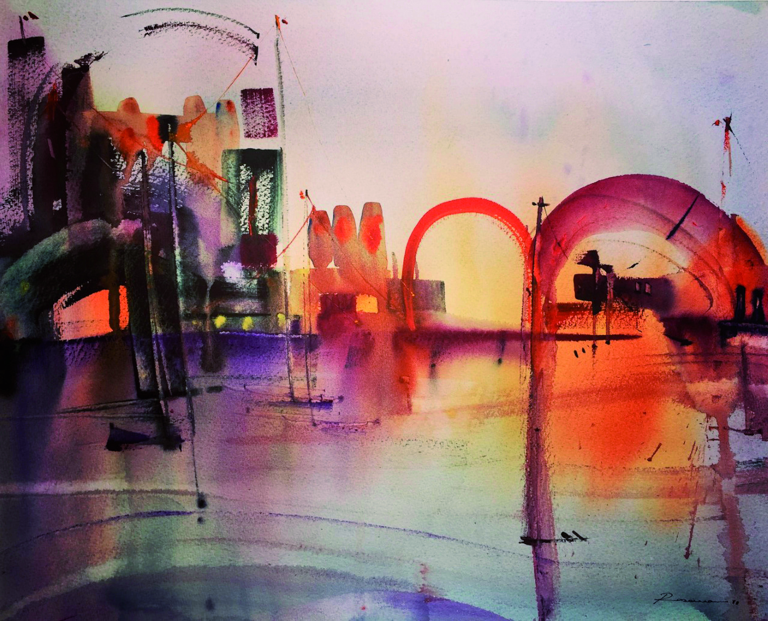 14 Arcos acuarela sobre canson 46 X 65 cm.