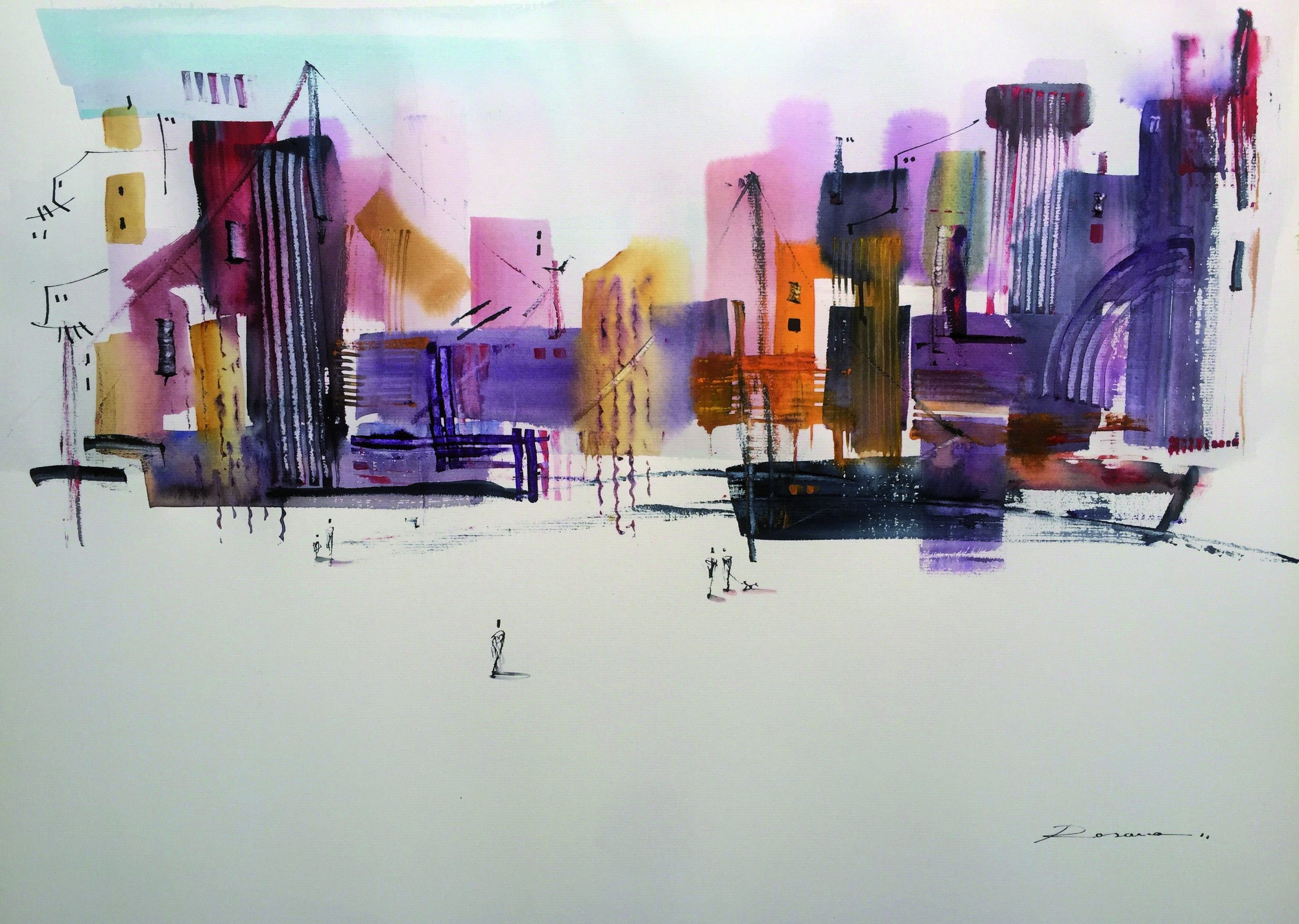 16 Observando la irrealidad I Acuarela 50 X 70 cm.