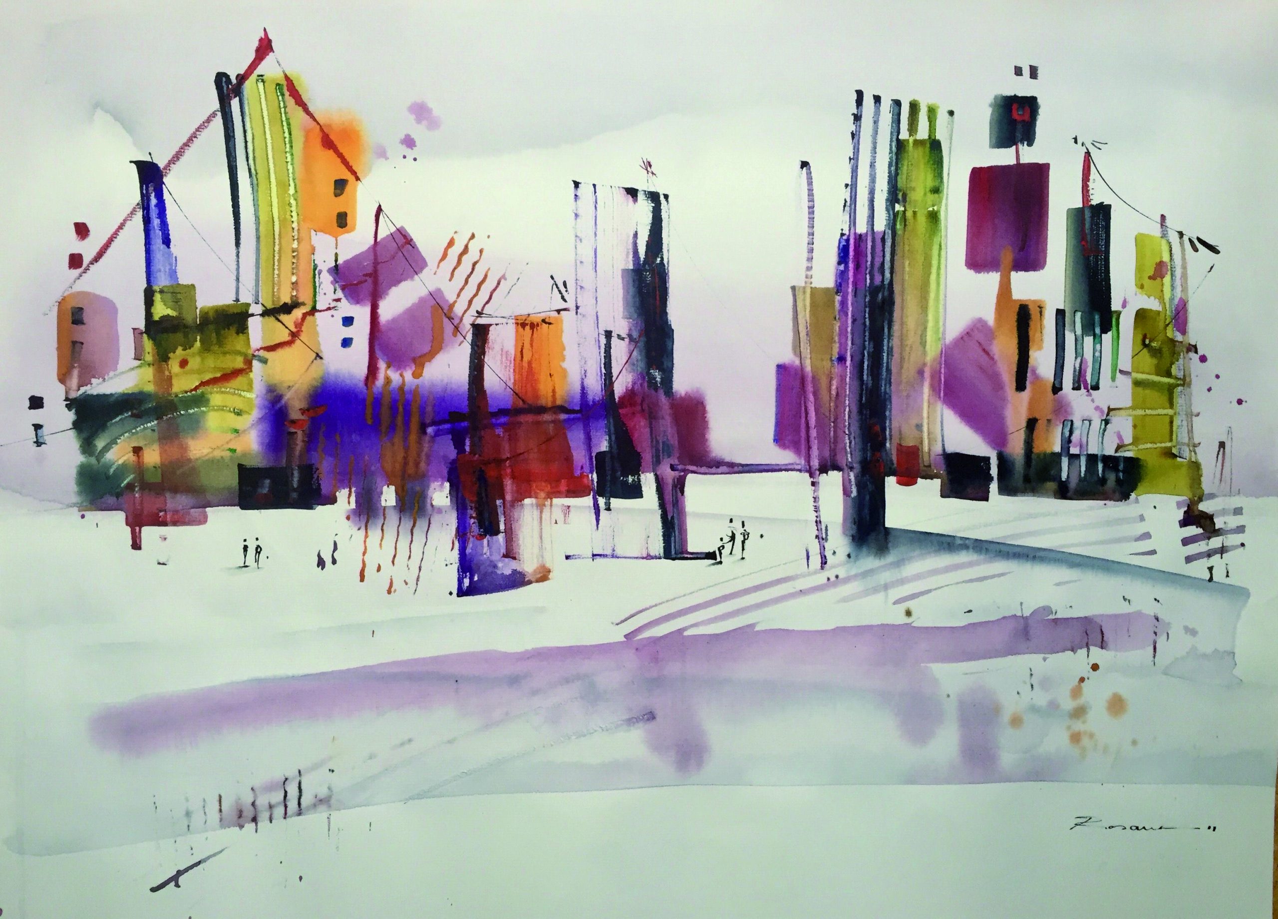 17 Observando la irrealidad II Acuarela 50 X 70 cm.