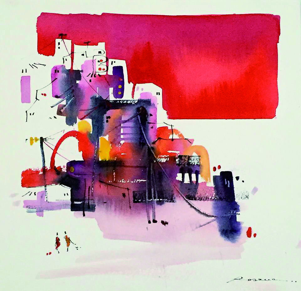 18 Marina Interior II acuarela sobre arches en bastidor y metacrilato 30 X 30 cm.