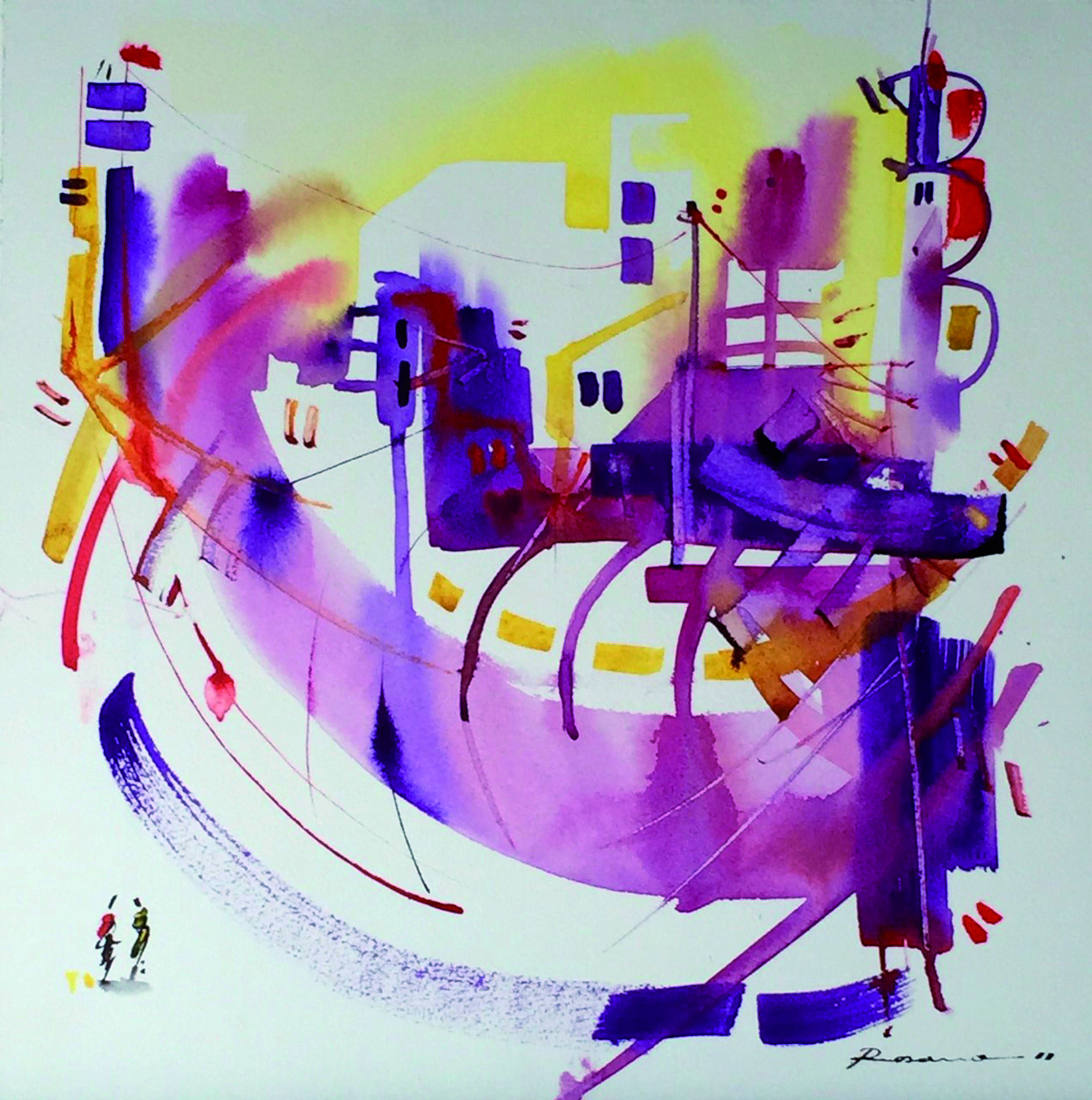 24 Estructuras acuarela sobre arches en bastidor y metacrilato 30 X 30 cm.