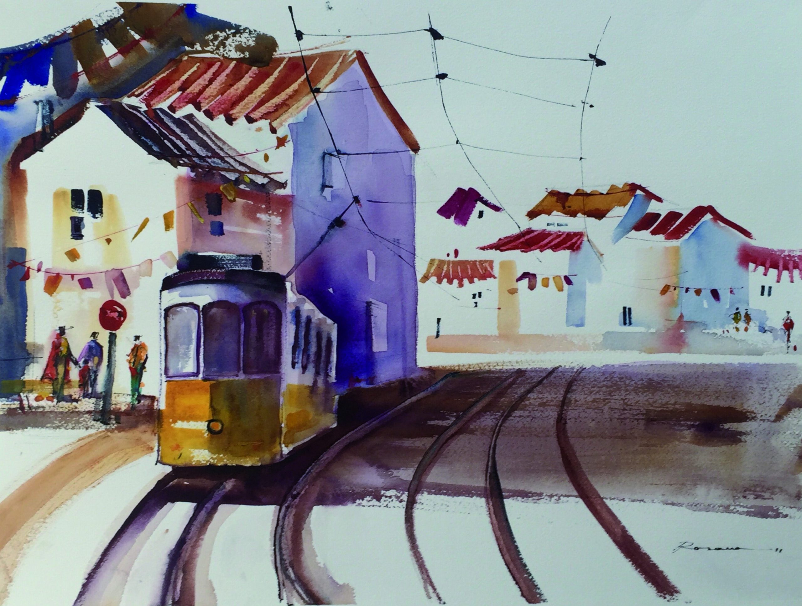 28 La Parada Acuarela sobre arches 41 X 55 cm.