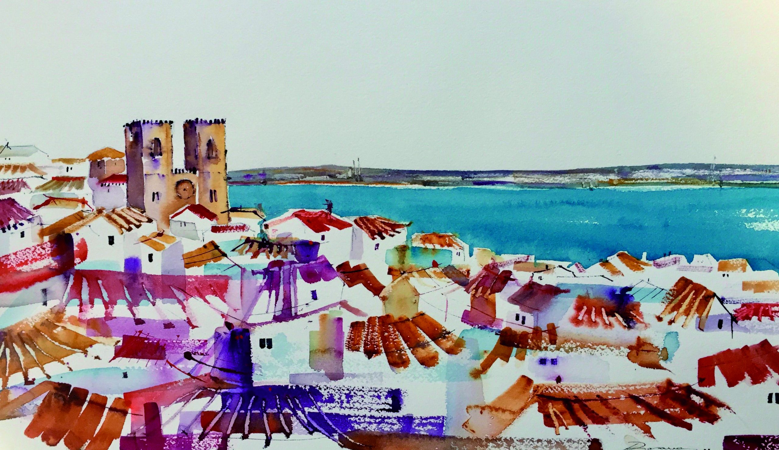 29 la Catedral y el barrio alto (Lisboa) Acuarela sobre arches 33 X 55 cm