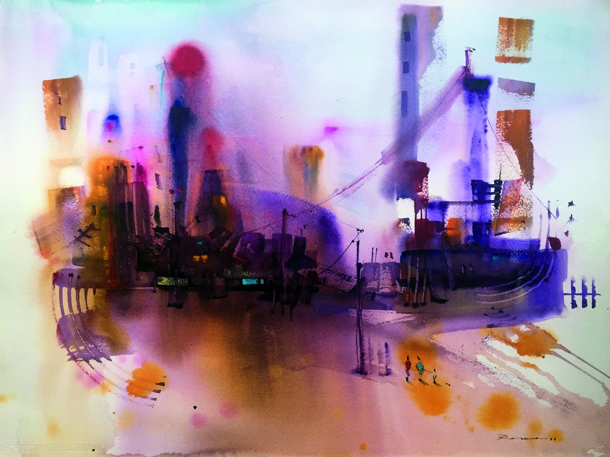 3 Reflejos Urbanos I Acuarela sobre arches 57 X 77 cm.