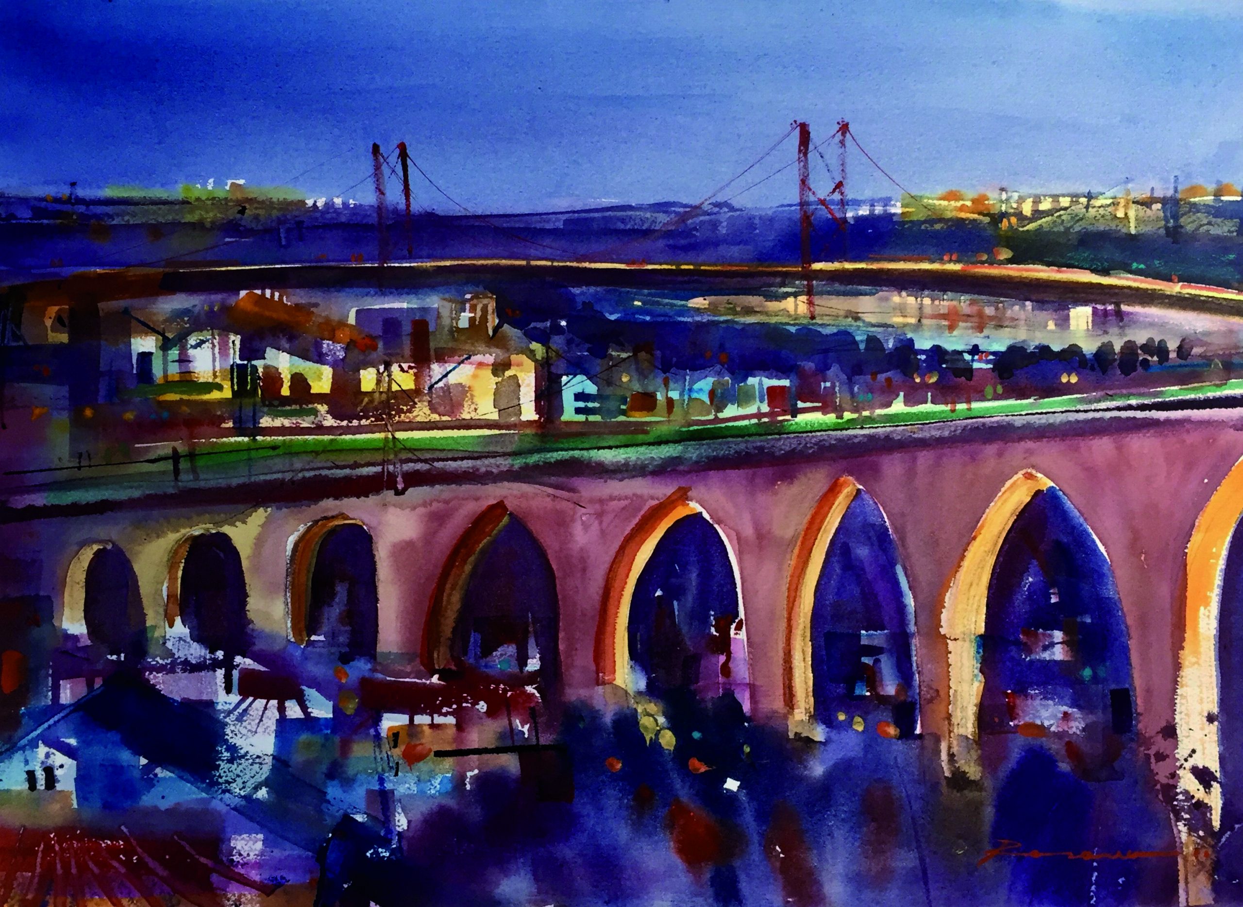 30 Nocturno (Lisboa) Acuarela sobre arches 41 X 55 cm.