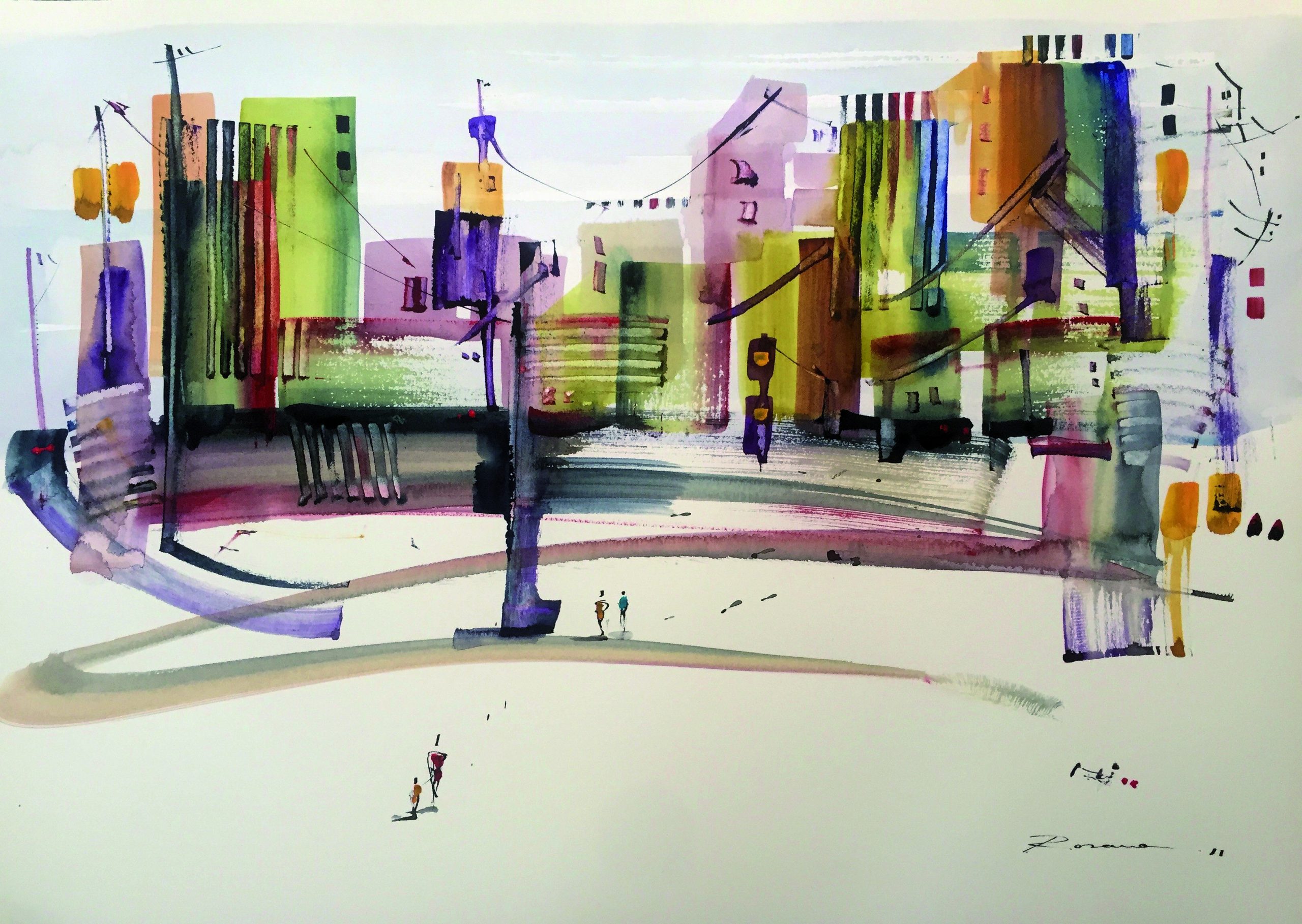 38 Espacio Urbano IV Acuarela sobre arches satinado 38 x 57 cm.