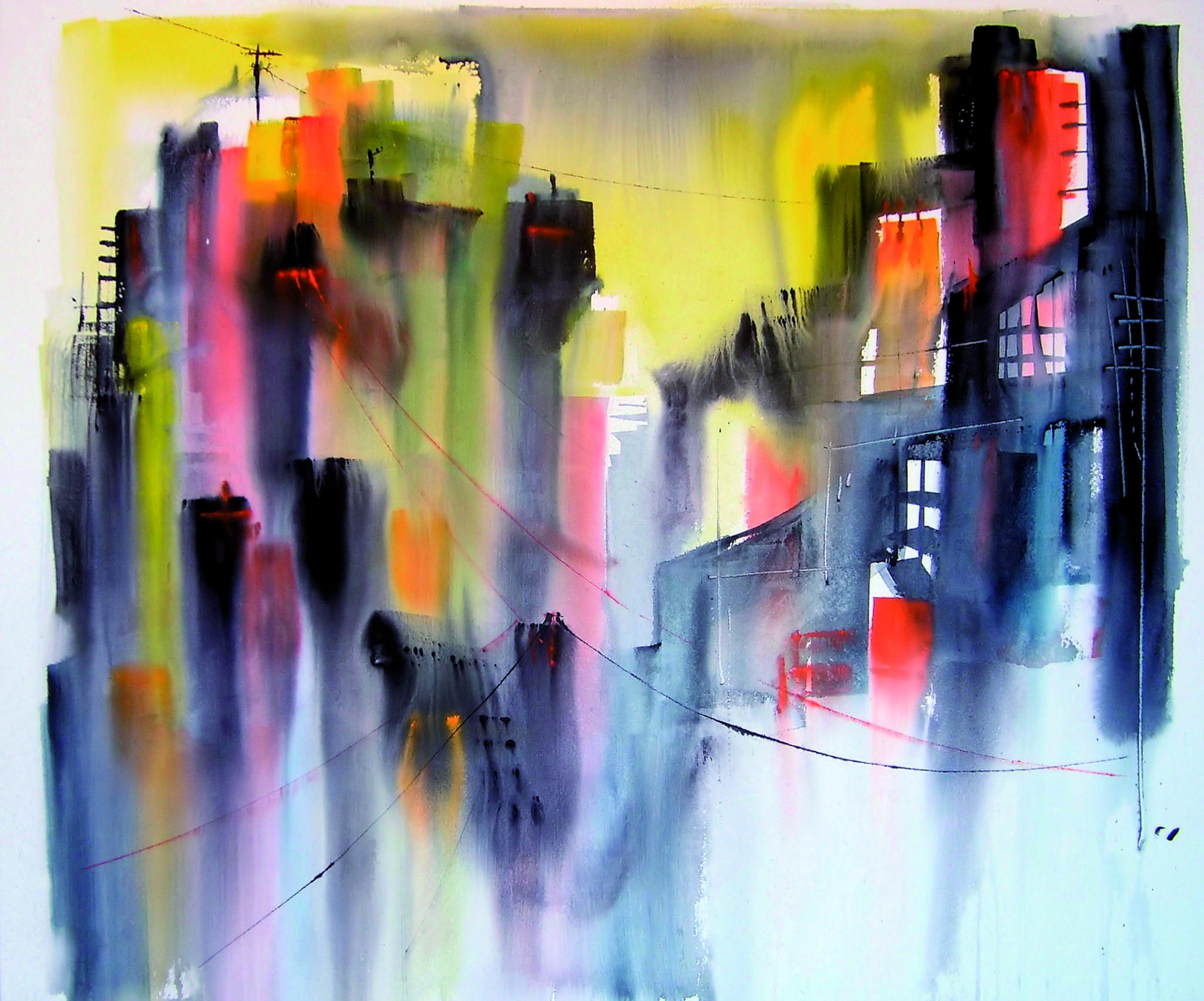 41 Luces y cables Acuarela sobre arches montada en bastidor y metacrilato 81 x 100 cm