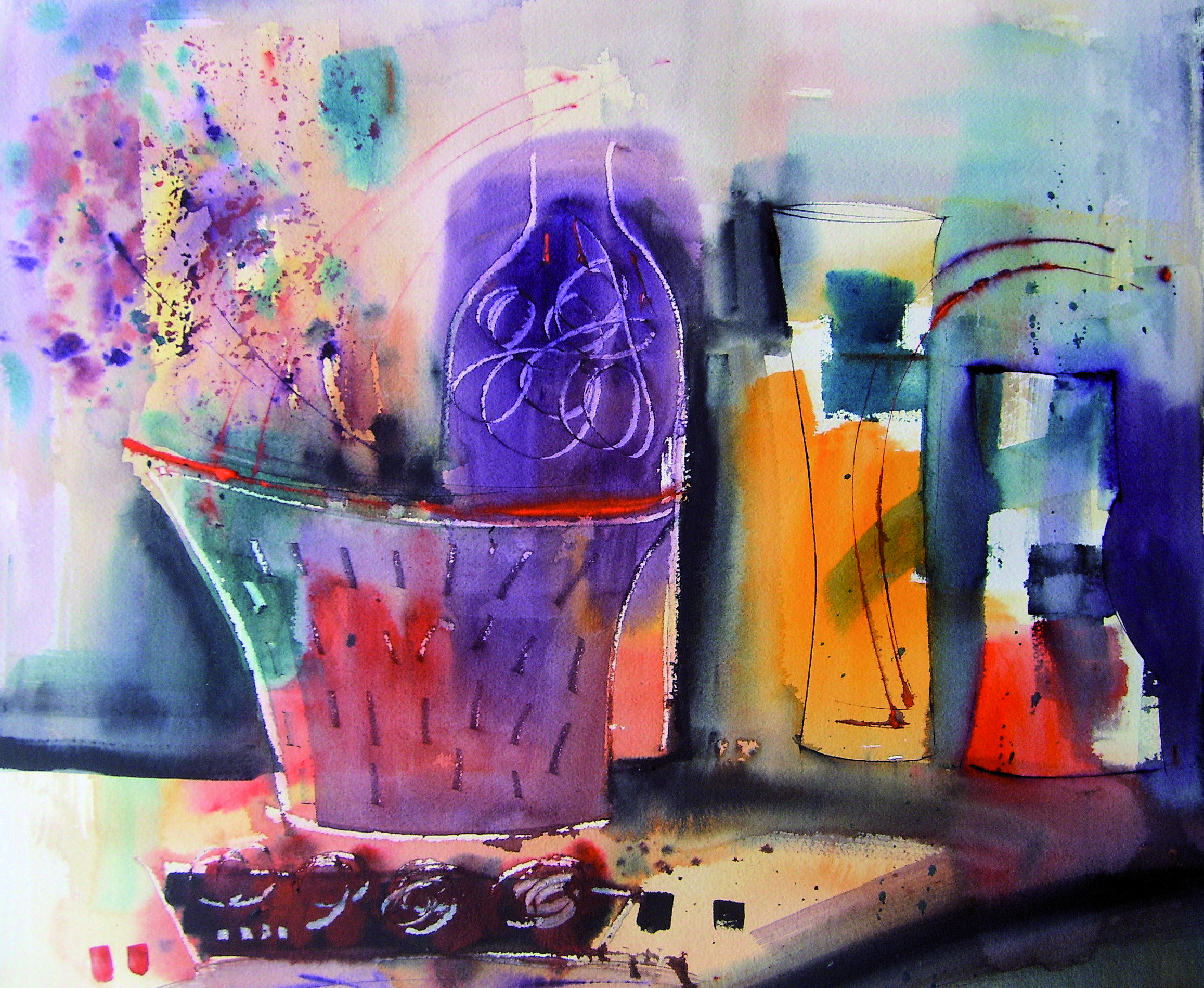 50 Con amarillo naranja acuarela sobre arches 46 X 50 cm