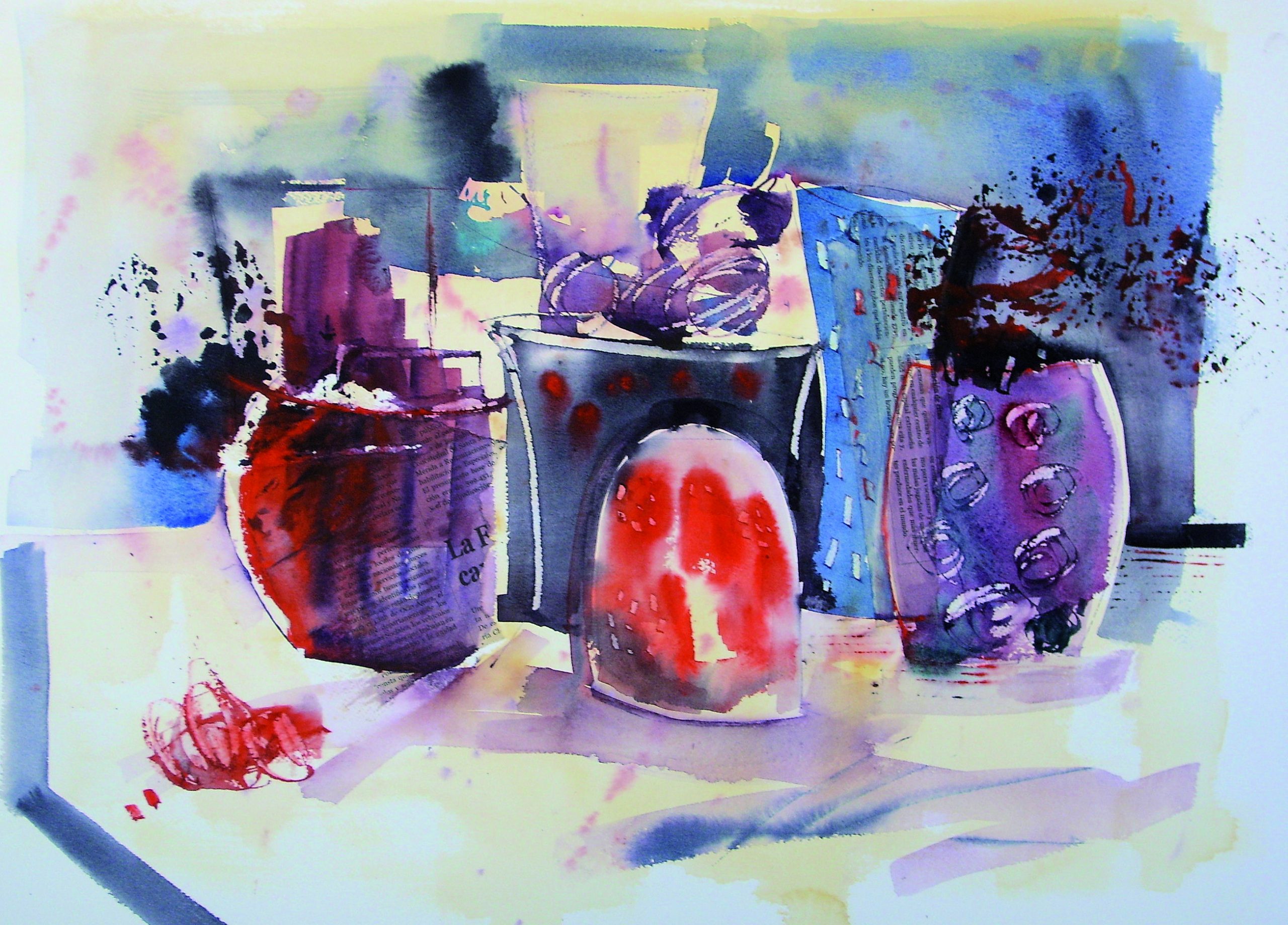 53 Bodegón Azul acuarela sobre arches 43 X 57 cm.