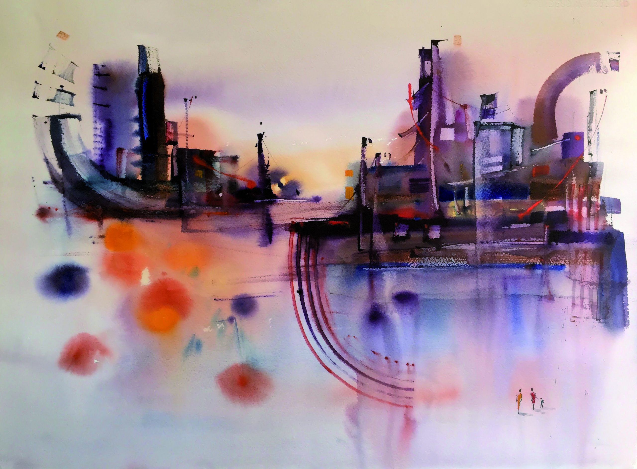 6 Esferas I Acuarela sobre arches 57 X 77 cm.