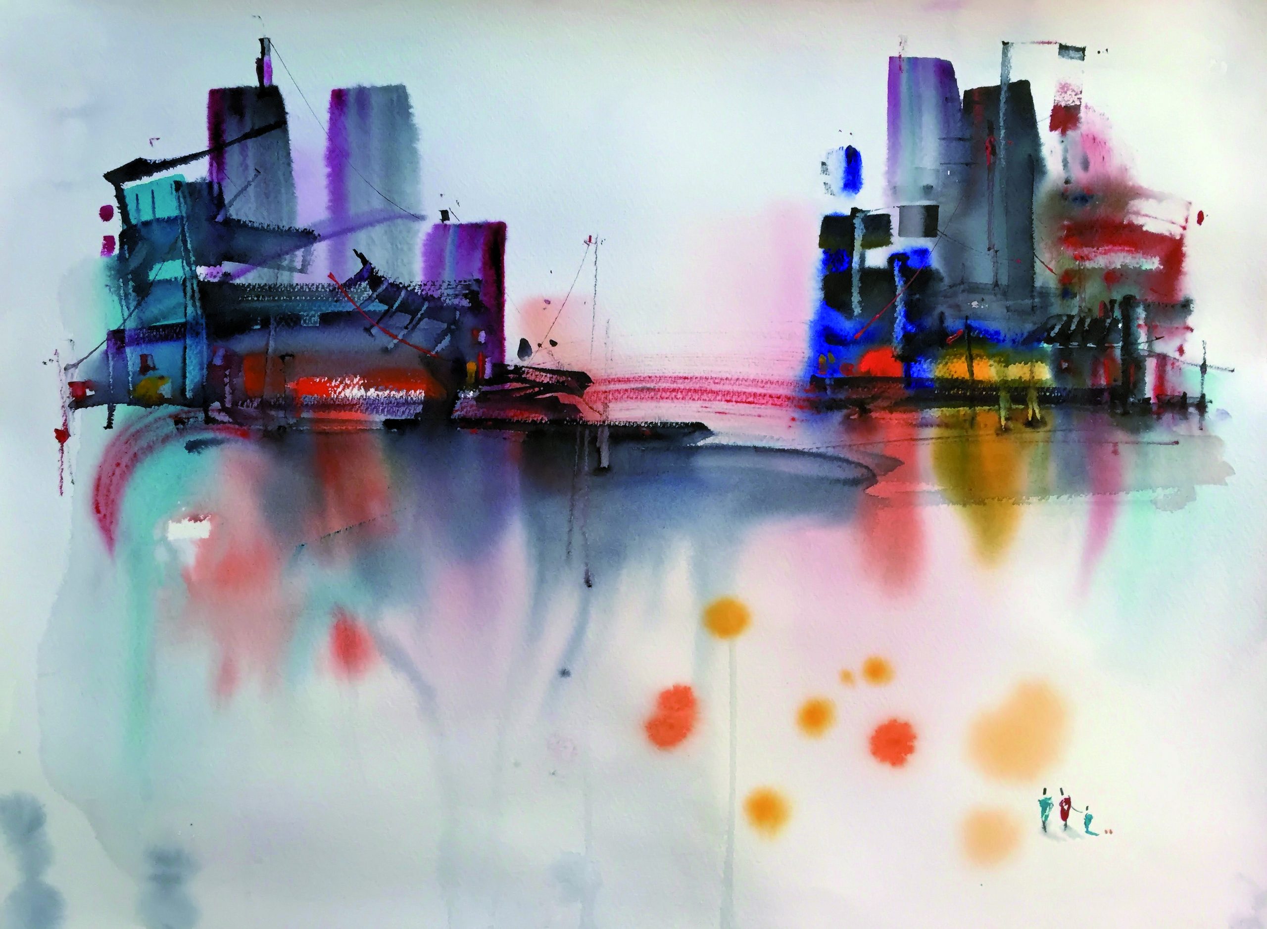 7 Reflejos Urbanos II Acuarela sobre arches 57 X 77 cm.