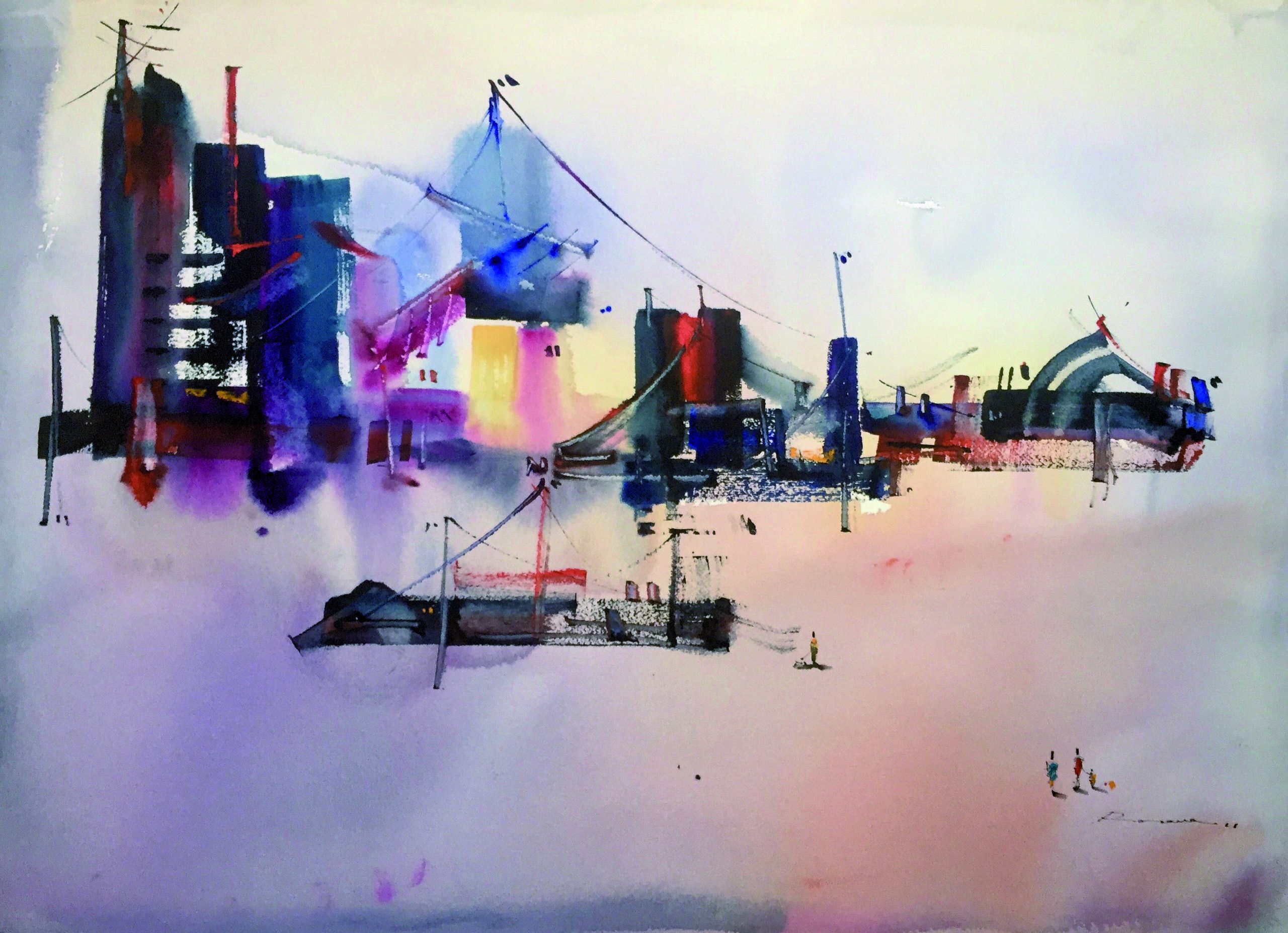 8 Espacio Urbano I Acuarela sobre arches 57 X 77 cm.