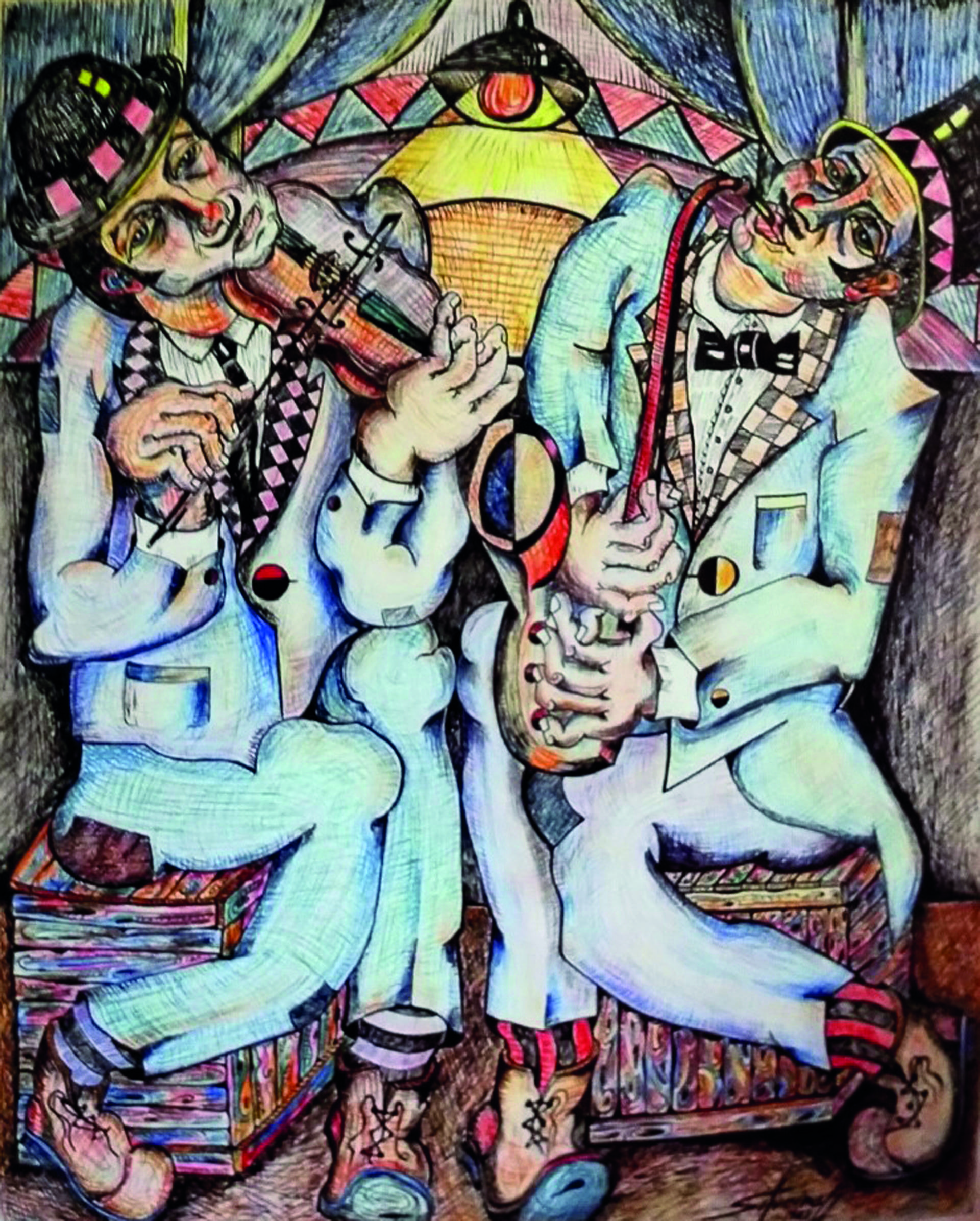 17. Dos músicos del circo (dibujo)